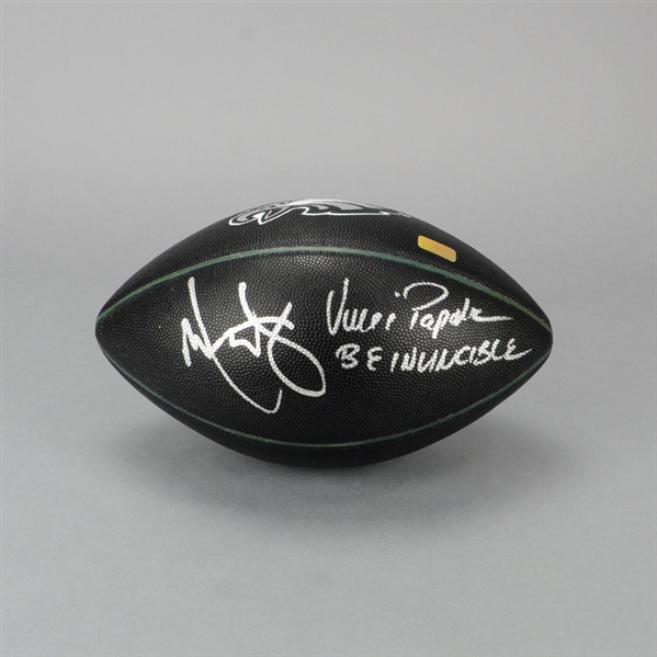 Mark Wahlberg and Vince Papale Autographed Black Eagles Logo Football