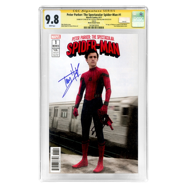 Tom Holland & Stan Lee Autographed Peter Parker: 2017 The Spectacular Spider-Man #1 Variant Movie Photo Cover CGC SS 9.8 Mint