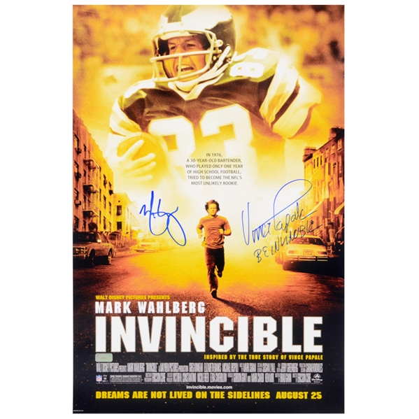 Mark Wahlberg and Vince Papale Autographed Invincible 16x24 Movie Poster