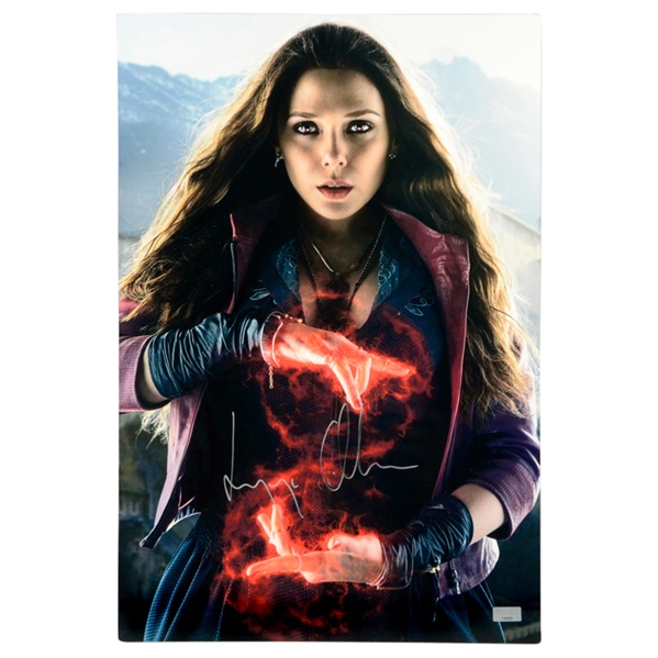 Elizabeth Olsen Autographed Avengers Age of Ultron Scarlet Witch 12x18 CinaPanel