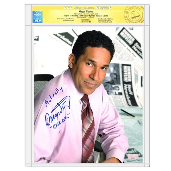 Oscar Nunez Autographed The Office Oscar 8x10 Photo * CGC Signature Series with Actually Inscription