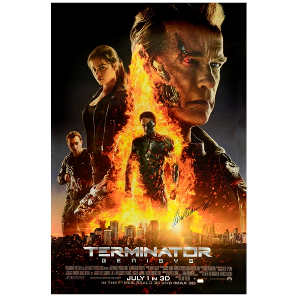 Arnold Schwarzenegger Autographed 2015 Terminator Genisys Original 27x40 Double Sided Movie Poster