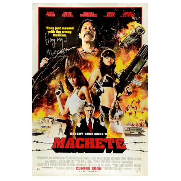 Danny Trejo, Michelle Rodriguez Autographed 2010 Machete Original 27x40 International Double-Sided Movie Poster