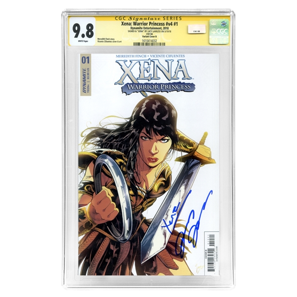 Lucy Lawless Autographed 2018 Xena Warrior Princess #v4 #1 Variant Cover B CGC Signature Series 9.8 with Xena Inscription