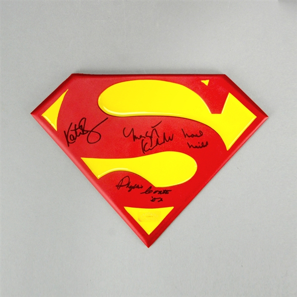 Kate Bosworth, Margot Kidder, Noel Neill and Phyllis Coates Autographed Lois Lane Superman Emblem