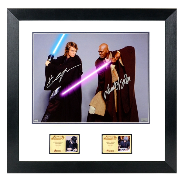 Hayden Christensen and Samuel L. Jackson Autographed Star Wars 11x14 Framed Photo