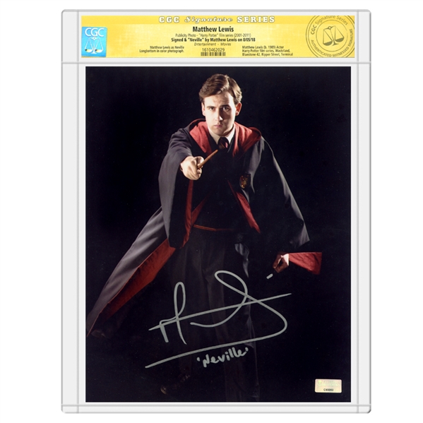 Matthew Lewis Autographed Neville Longbottom 8x10 Photo w/Neville Inscription *CGC Signature Series