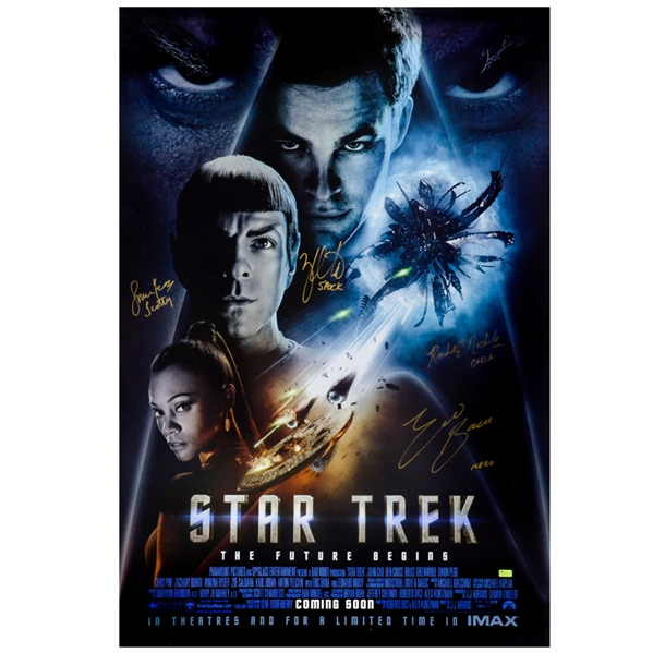 Zachary Quinto, Eric Bana, Simon Pegg, Rachel Nichols Autographed 2009 Star Trek Original Double-Sided 27x40 Movie Poster