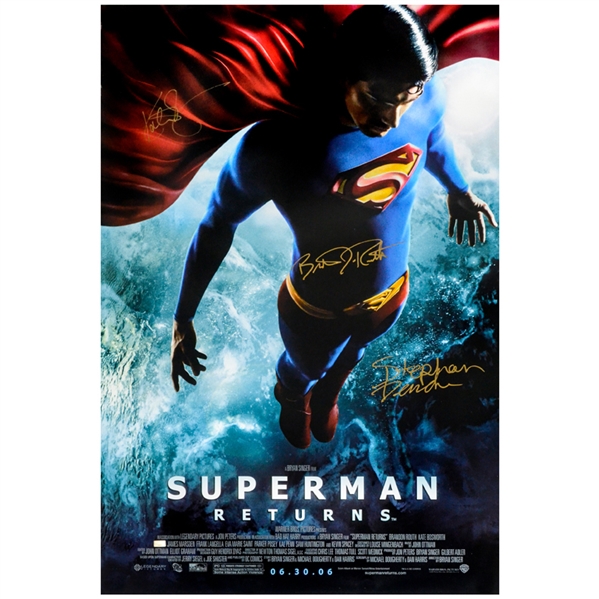 Brandon Routh, Kate Bosworth and Stephan Bender Autographed 2006 Superman Returns 27×40 Original Double Sided Poster