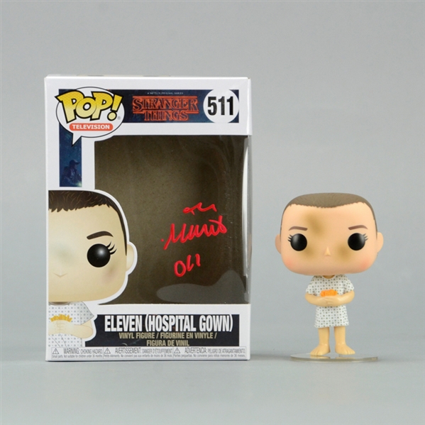 Millie Bobby Brown Autographed Stranger Things Eleven (Hospital Gown) POP Vinyl Figure #511 with 011 Inscription