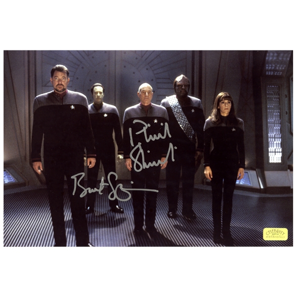 Patrick Stewart and Brent Spiner Autographed Star Trek: The Next Generation 8x12 Nemesis Crew Photo