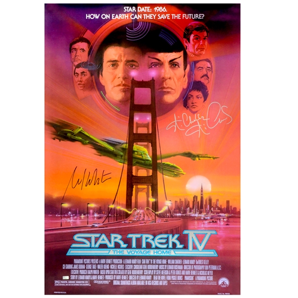 William Shatner and Nichelle Nichols Autographed 27×40 Star Trek IV: The Voyage Home Poster