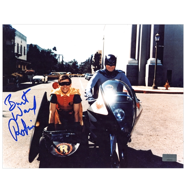  Burt Ward Autographed Batcycle 8x10 Scene Photo