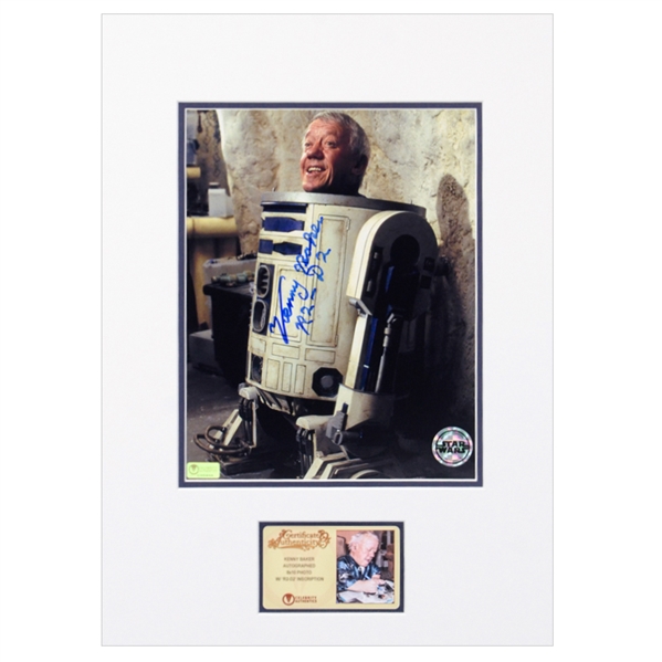 Kenny Baker Autographed 1977 Star Wars A New Hope 8x10 Inside R2-D2 Matted Photo