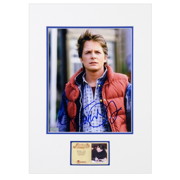 Michael J. Fox Autographed 1985 Back to the Future Marty McFly 8x10 Matted Photo