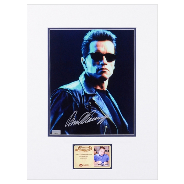 Arnold Schwarzenegger Autographed Terminator Judgement Day 8x10 Matted Photo