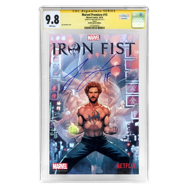 Finn Jones Autographed 2016 Marvel Premiere #15 CGC SS 9.8 Mint Rare Iron Fist Netflix Special Edition Variant Cover