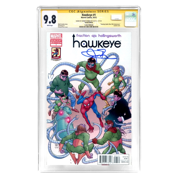 Jeremy Renner Autographed 2012 Marvel CGC Signature Series 9.8 Hawkeye #1 Variant Cover Comic