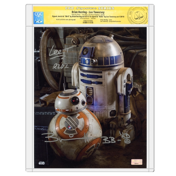 Brian Herring and Lee Towersey Autographed Star Wars: The Force Awakens Droids 8×10 Photo *CGC Signature Series