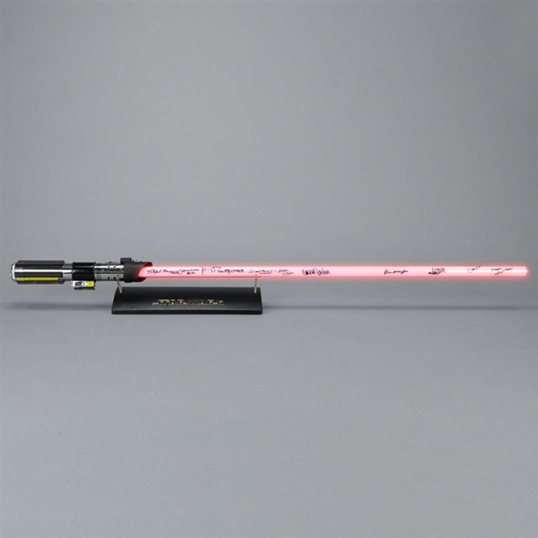 Harrison Ford, Carrie Fisher, Mark Hamill, Star Wars Cast Autographed Hasbro Force FX Deluxe Darth Vader Lightsaber