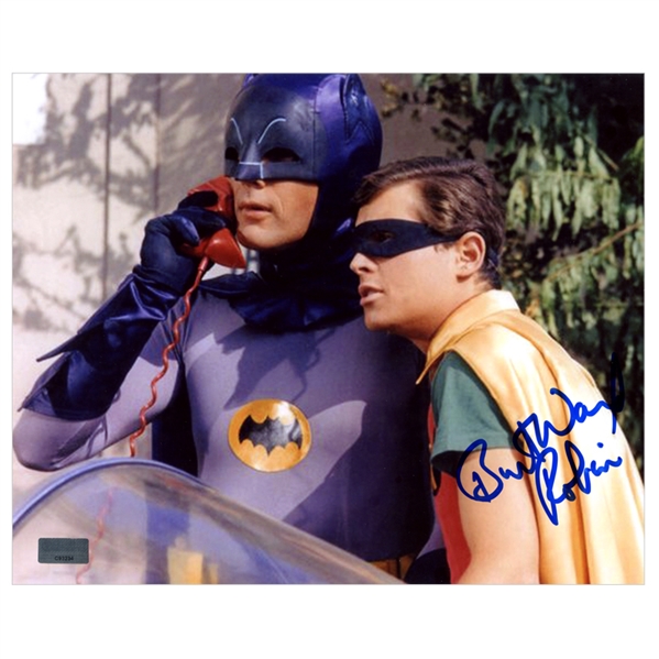 Burt Ward Autographed Batman Batphone 8x10 Photo with Robin Inscription