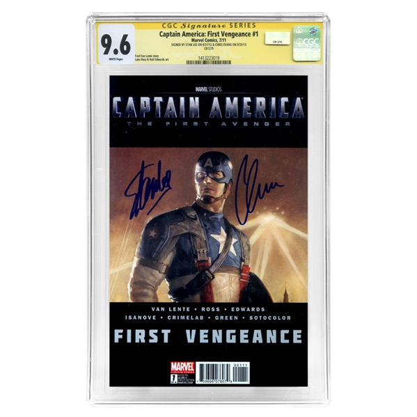 Chris Evans and Stan Lee Autographed Captain America The First Avenger First Vengeance #1 CGC Signature Series 9.6