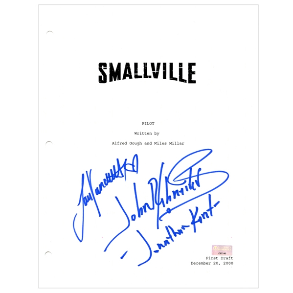 Laura Vandervoort and John Schneider Autographed Smallville Pilot Episode Script Cover