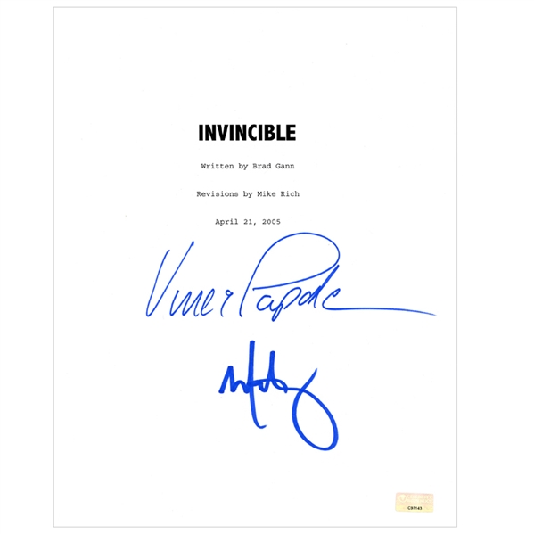 Mark Wahlberg and Vince Papale Autographed Invincible Script Cover