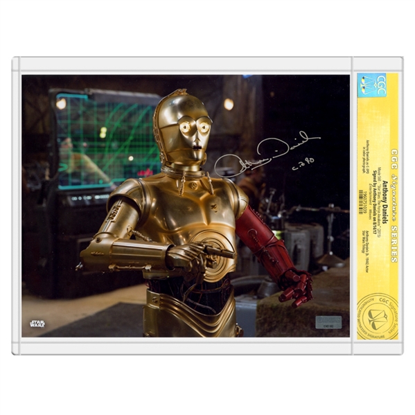 Anthony Daniels Autographed Star Wars: The Force Awakens C-3PO D’Qar Rebel Base 8×10 Photo * CGC Signature Series