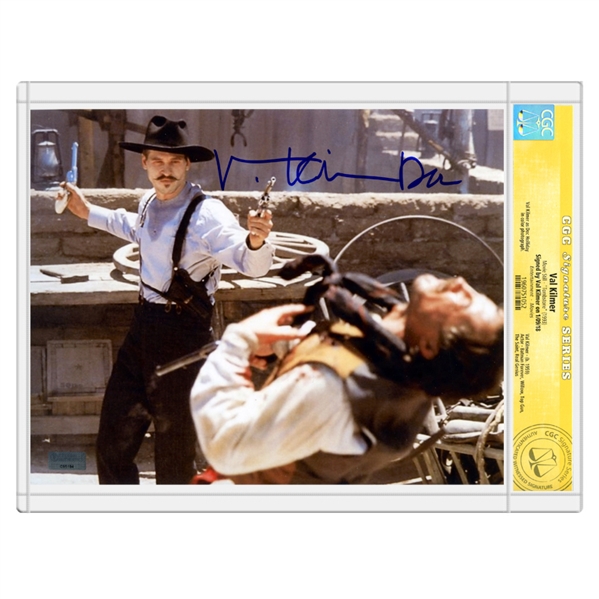 Val Kilmer Autographed Tombstone Doc Holliday OK Corral Gunfight 8×10 Photo with Doc Inscription * CGC Signature Series