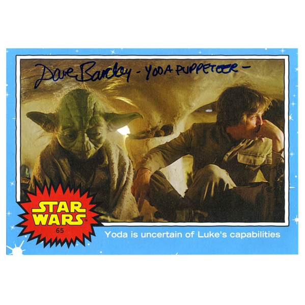 David Barclay Autographed Star Wars Topps 5x7 Trading Card w/Yoda Puppeteer Inscription