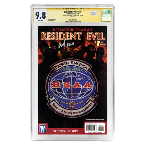 Michelle Rodriguez Autographed 2009 Resident Evil #v2 #1 CGC SS 9.8 Mint with Rain Inscription