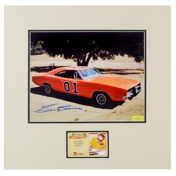 George Barris Autographed 8x10 Dukes of Hazzard General Lee Matted Photo