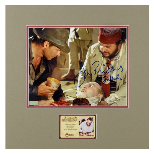 John Rhys Davies Autographed 8×10 Indiana Jones and the Last Crusade Matted Photo w/Sallah Inscription  