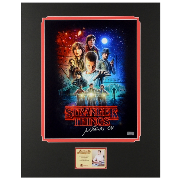 Millie Bobby Brown Autographed Stranger Things 11x14 Poster Art Matted Photo w/011 Inscription