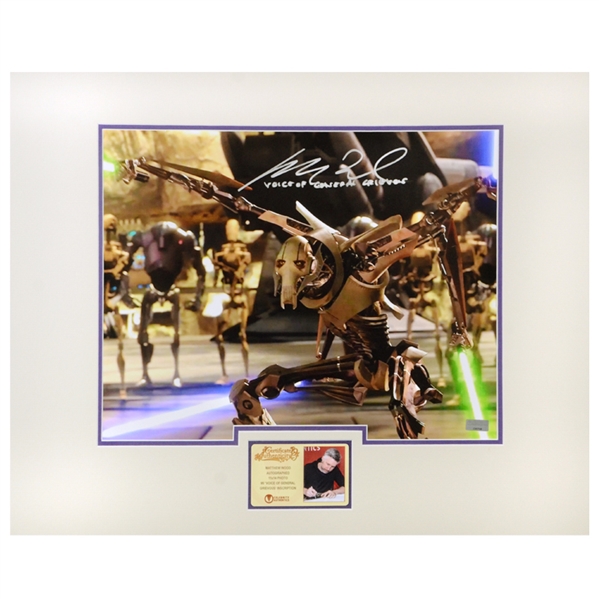 Matthew Wood Autographed Star Wars: Revenge of the Sith General Grievous Scene 11×14 Matted Photo w/Voice of General Grievous Inscription