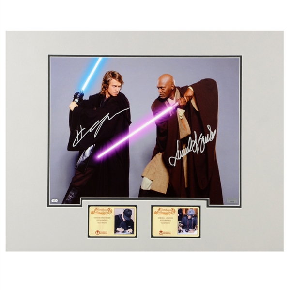 Hayden Christensen and Samuel L. Jackson Autographed Star Wars 11x14 Matted Photo