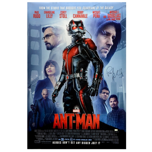 Paul Rudd Autographed 2015 Ant-Man 27x40 Original Double-Sided Movie Poster  
