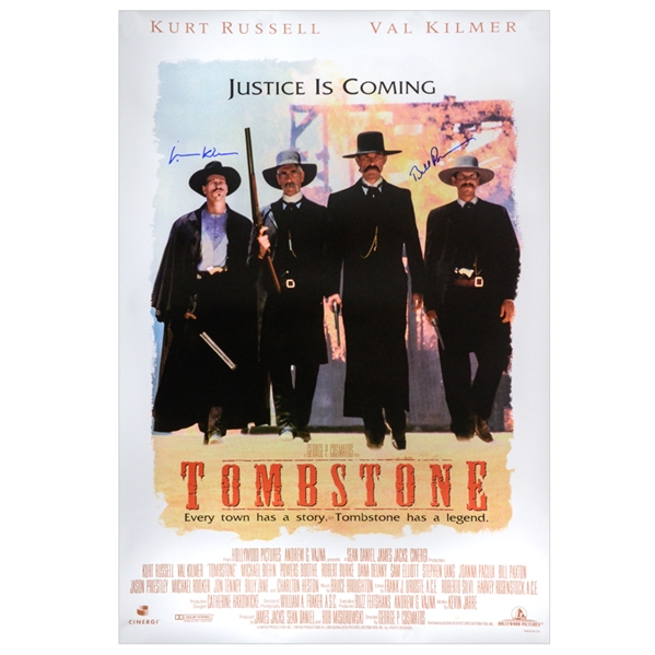 Val Kilmer and Bill Paxton Autographed 1993 Tombstone 27x40 Single-Sided Movie Poster 