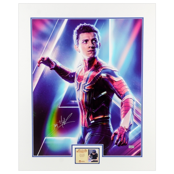  Tom Holland Autographed 2018 Avengers: Infinity War Spider-Man 16x20 Matted Photo