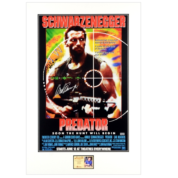 Arnold Schwarzenegger Autographed 16×24 Predator Matted Poster