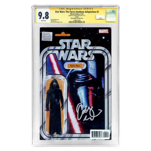 Adam Driver Autographed 2016 Star Wars: The Force Awakens Adaption #5 Action Figure Variant Cover CGC SS 9.8 Mint