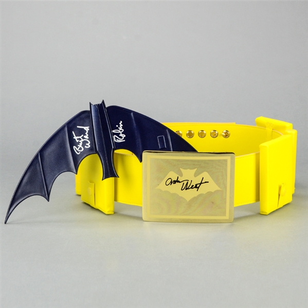 Adam West and Burt Ward Autographed 1:1 Scale Batman Utility Belt and Batarang Set