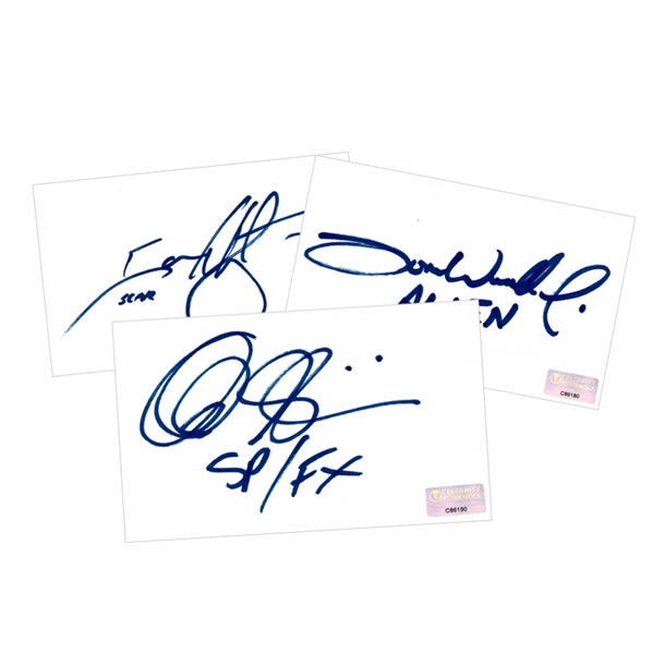 Tom Woodruff, Alec Gills, Ian Whyte Alien vs Predator Autographed 3"x5" Index Cards * LOT OF 3