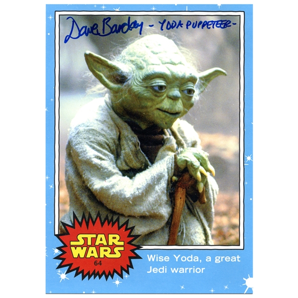 David Barclay Autographed Star Wars Wise Yoda, a Great Jedi Warrior  Topps 5x7 Trading Card w/Yoda Puppeteer Inscription