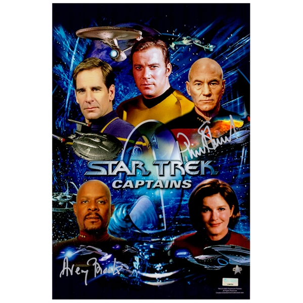 Patrick Stewart & Avery Brooks Autographed Star Trek Captains 10×15 Photo