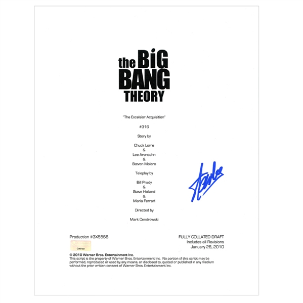 Stan Lee Autographed The Big Bang Theory The Excelsior Acquisition Script Cover