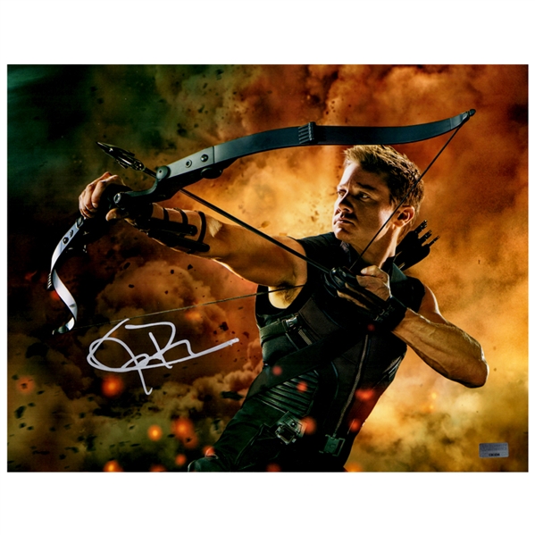 Jeremy Renner Autographed Avengers Hawkeye 11x14 Action Photo