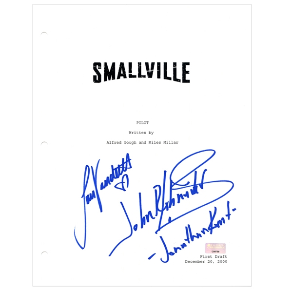 Laura Vandervoort and John Schneider Autographed Smallville Pilot Episode Script Cover