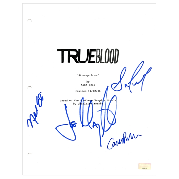 Joe Manganiello, Carrie Preston, Nelsan Ellis and Sam Trammell Autographed True Blood Script Cover